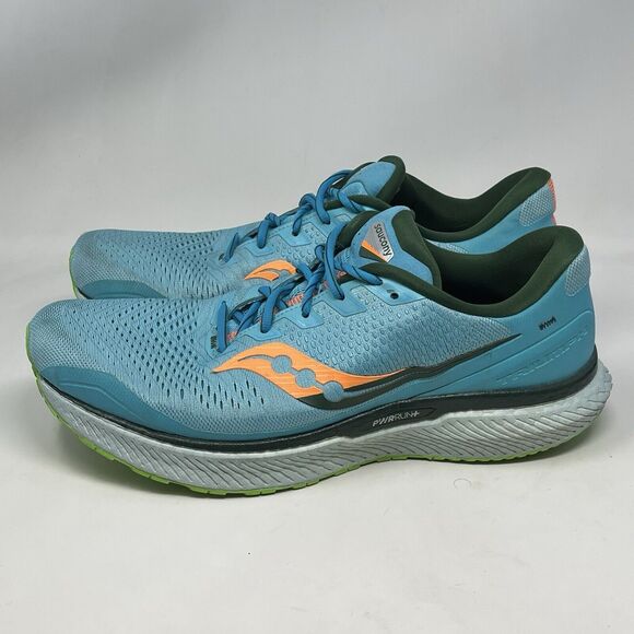 Saucony Triumph 18 Shoes Mens 12.5 Blue Mesh Lightweight Running Sneakers - Picture 2 of 16